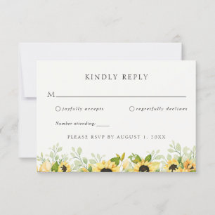 Convite Resposta RSVP de Casamento de Sunflower Greenery