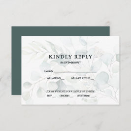 Convite Resposta RSVP de Casamento Eucalyptus Verde Azul E