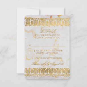 Convite Resposta RSVP de Casamento Marmoreado de Silver Do