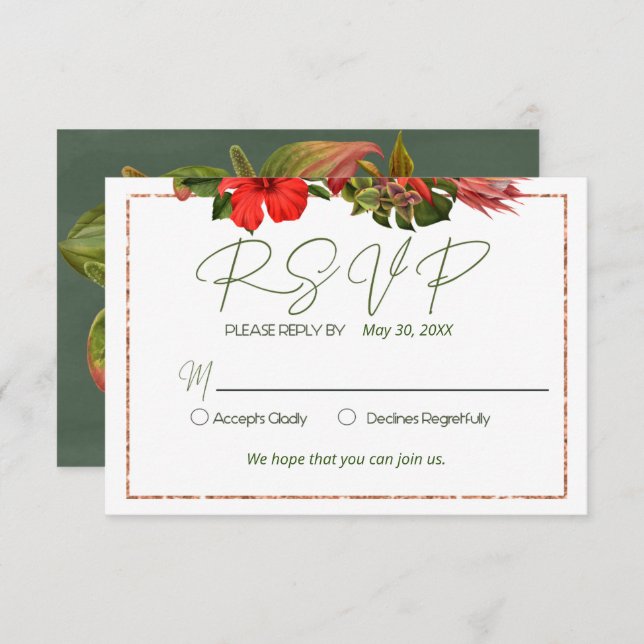 Convite Resposta Tropical Breeze Lush Botânico (Frente/Verso)