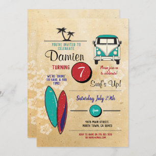 Convite Ressacas acima! O aniversário surfando convida o