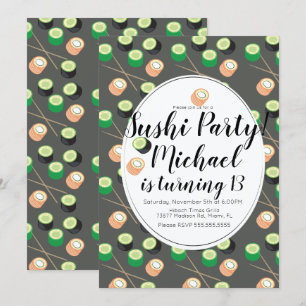 Convite Restaurante cinzento de Hibachi do aniversário de