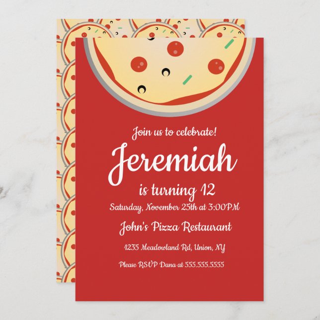 Convite Restaurante de Trituração de Pizza de Queijo (Frente/Verso)