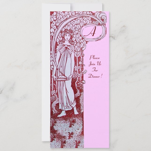 Convite RESTAURANTE MENU MONOGRAM Janto cor-de-rosa castan (Frente)