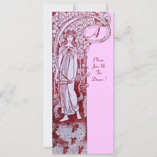 Convite RESTAURANTE MENU MONOGRAM Janto cor-de-rosa castan