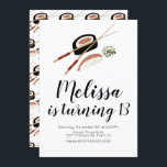 Convite Restaurante Sushi Roll Salmon Teen Birthday Hibach<br><div class="desc">Ilustração de convites de Roll Sushi projetada por Dream Big Digital Design</div>