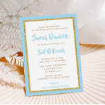 Convite Retângulo Azul Claro e Dourado Brilhante Mitzvah<br><div class="desc">Este convite do Bat Mitzvah de tendência apresenta brilho falso cintilante em camadas sobre um fundo de cor sólida. Use o formulário modelo para adicionar suas próprias informações. O recurso "Personalizar" pode ser usado para alterar o estilo,  a cor e o layout da fonte.</div>