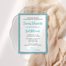 Retângulo Azul e Prateado do Bat Mitzvah