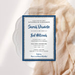 Convite Retângulo Azul e Prateado do Marinho Mitzvah Bat G<br><div class="desc">Este convite do Bat Mitzvah de tendência apresenta brilho falso cintilante em camadas sobre um fundo de cor sólida. Use o formulário modelo para adicionar suas próprias informações. A Ferramenta Design pode ser usada para alterar o estilo,  a cor e o layout da fonte.</div>