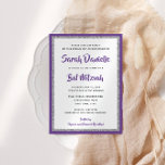 Convite Retângulo com Glittery Bat Mitzvah Purple e Silver<br><div class="desc">Este convite do Bat Mitzvah de tendência apresenta brilho falso cintilante em camadas sobre um fundo de cor sólida. Use o formulário modelo para adicionar suas próprias informações. A Ferramenta Design pode ser usada para alterar o estilo,  a cor e o layout da fonte.</div>