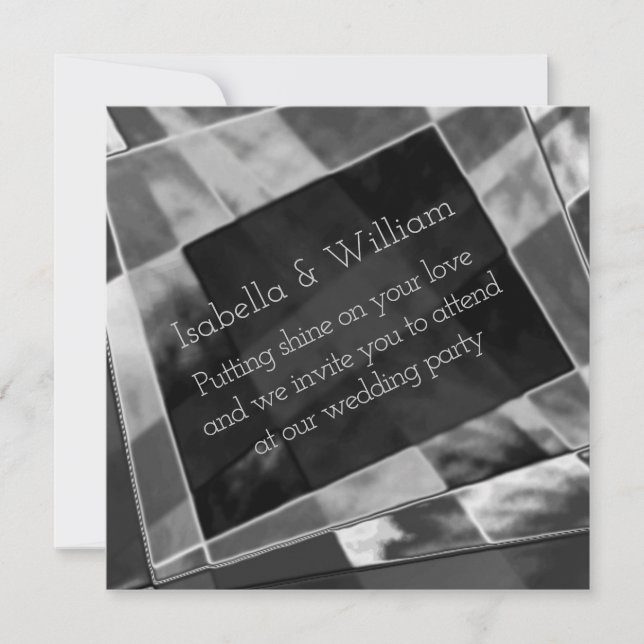 Convite Retângulo irregular, cinzas pretas e chuvosas incr (Frente)