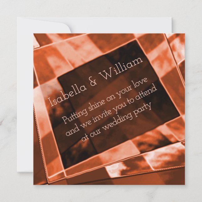 Convite Retângulos inclinados e irregulares, beges e doura (Frente)