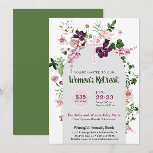 Convite Retirada da Igreja Floral Rosa Elegante