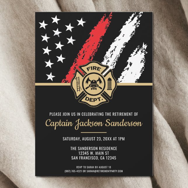 Convite Retirada de Bombeiros da Linha Vermelha (Red Line Fire Department Firefighter Retirement Invitation)