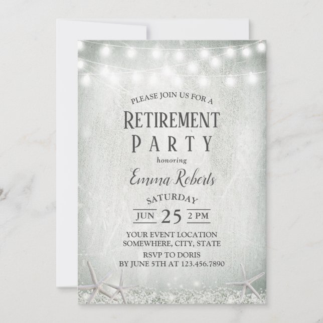 Convite Retirada de Peixe-Estrelo de Praia da Rústica Bebê (Frente)