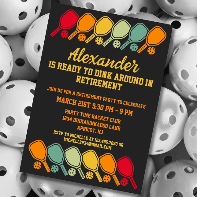 Convite Retirada de Pickleball Party Sports Paddles (Criador carregado)