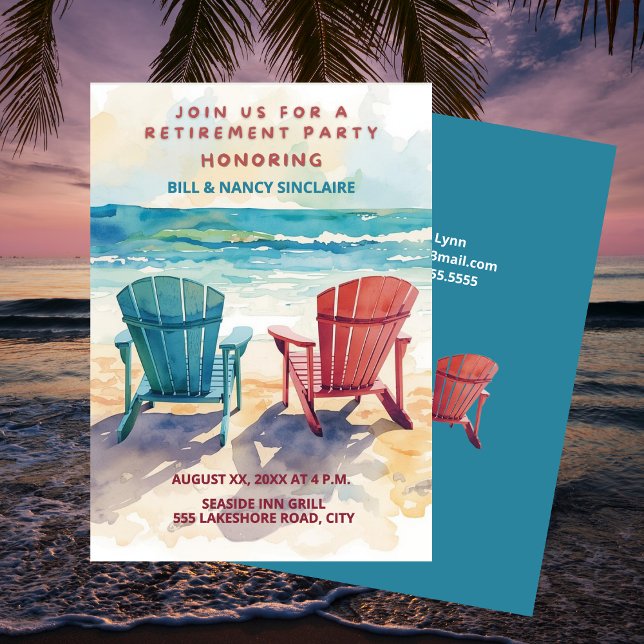 Convite Retirement Party Beach Theme Casual Fun (Retirement Party Beach Theme Casual Fun Invitation)
