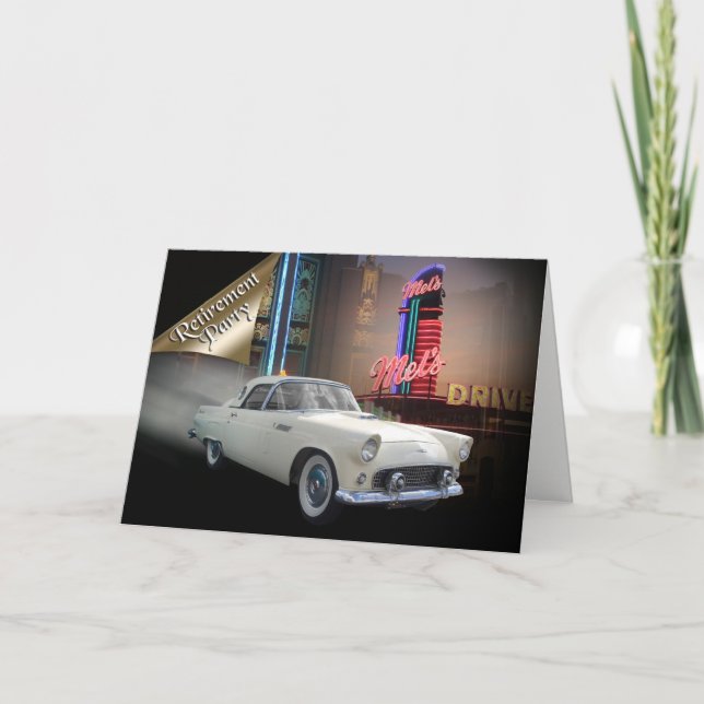 Convite Retirement party invitation classic car (Frente)