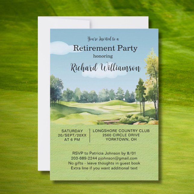 Convite Retirement Party Watercolor Golf Theme Invitation (Criador carregado)