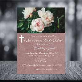 Convite Retiro de Inverno para Mulheres Rosa Floral Igreja