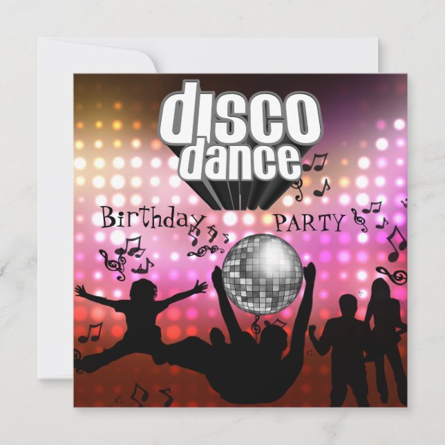 Convite Retorna de Festa de aniversário de Dança de Disco  (Frente)