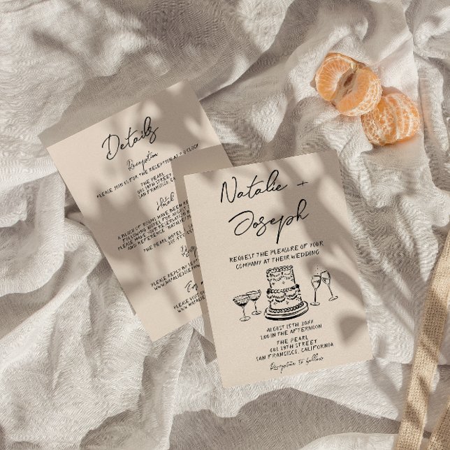 Convite Retrair Tudo Em Uma Mão Desenhado Casamento Escrit (Criador carregado)