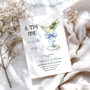 Convite Retrair Um Chá de fraldas Tini One Martini Blue Ar