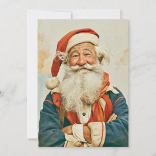 Convite Retrato Alegre de Papai Noel Vintage