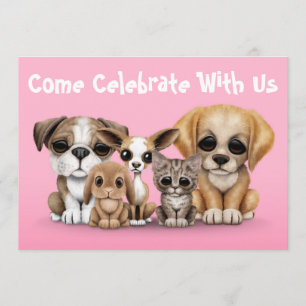 Convite Retrato de Animais de Estimação Cachorrinhos Fofos