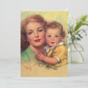 Convite Retrato de família vintage de mãe e filho