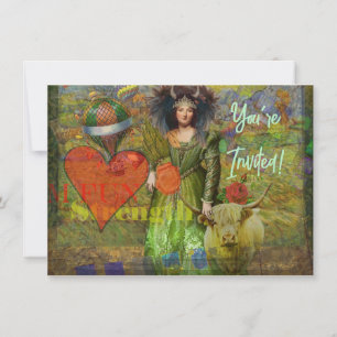 Convite Retrato de mulher clássica vintage Touro Arte Góti