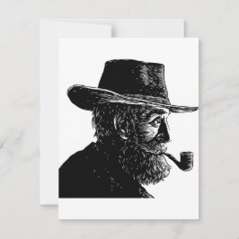 Convite Retrato de Ponto e Linha: Velho Sábio Fumando um P