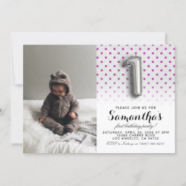 Convite Retrato de primeiro aniversario com brilho