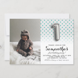 Convite Retrato de primeiro aniversario com brilho