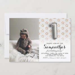 Convite Retrato de primeiro aniversario com brilho