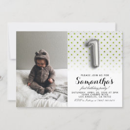 Convite Retrato de primeiro aniversario com brilho