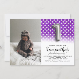 Convite Retrato de primeiro aniversario com brilho