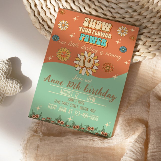 Convite retrato do estilo de groovy boêmico do 10.º aniver (Criador carregado)