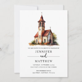 Convite Retrato do Local de Casamento de Aquarela Personal