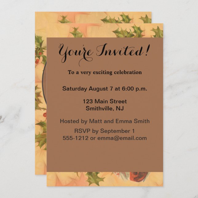 Convite Retrato Vintage do Natal do Papai Noel (Frente/Verso)