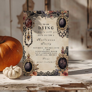 Convite Retrato Vintage Sombrio de Halloween