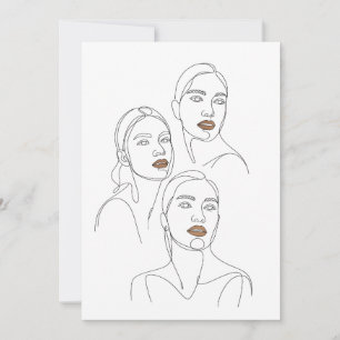 Convite Retratos de Mulheres em Linhas Minimalistas