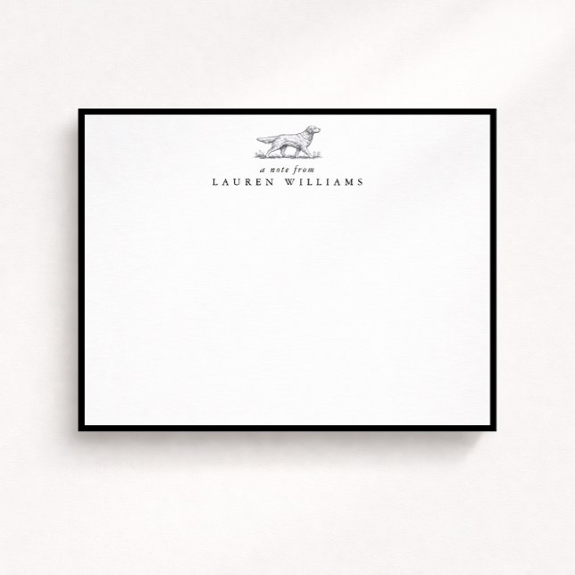Convite Retriever Dog Sketch Black Border Note Card (Criador carregado)
