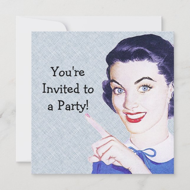 Convite Retro 1950s Apontando Mulher (Frente)