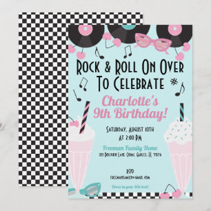 Convite Retro 1950s Diner Milkshake Aniversário -