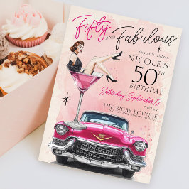 Convite Retro 1950's Fifty & Fabulous Glam 50th Birthday