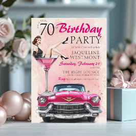 Convite Retro 1950's Pink Hollywood Glam 70th Birthday