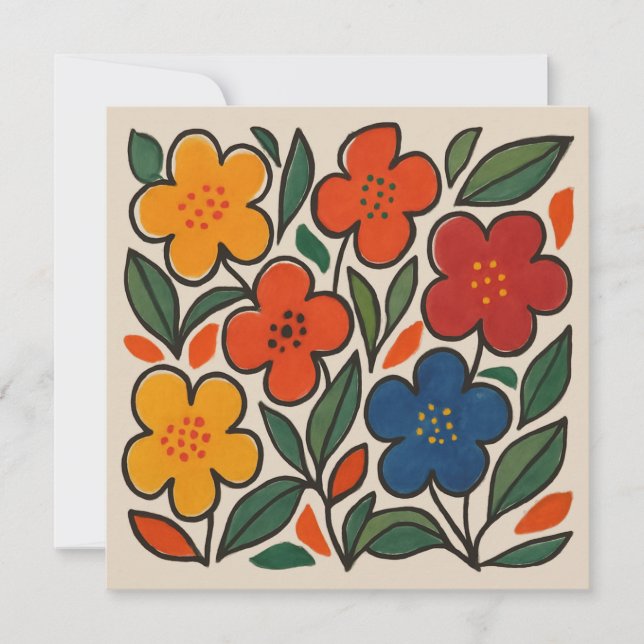 Convite Retro 1960s Style Floral Pattern (Frente)