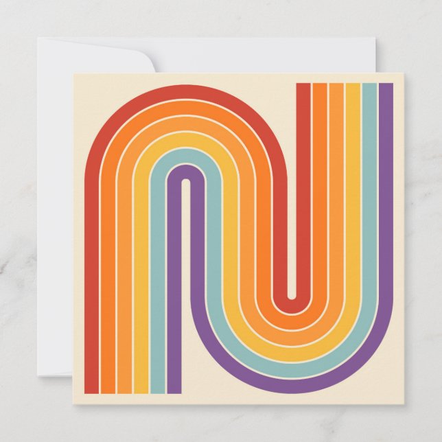 Convite Retro 1970s Style Arched Stripes Geometric Pattern (Frente)