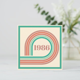 Convite Retro 1986 40º Aniversário Listra Boho Coral